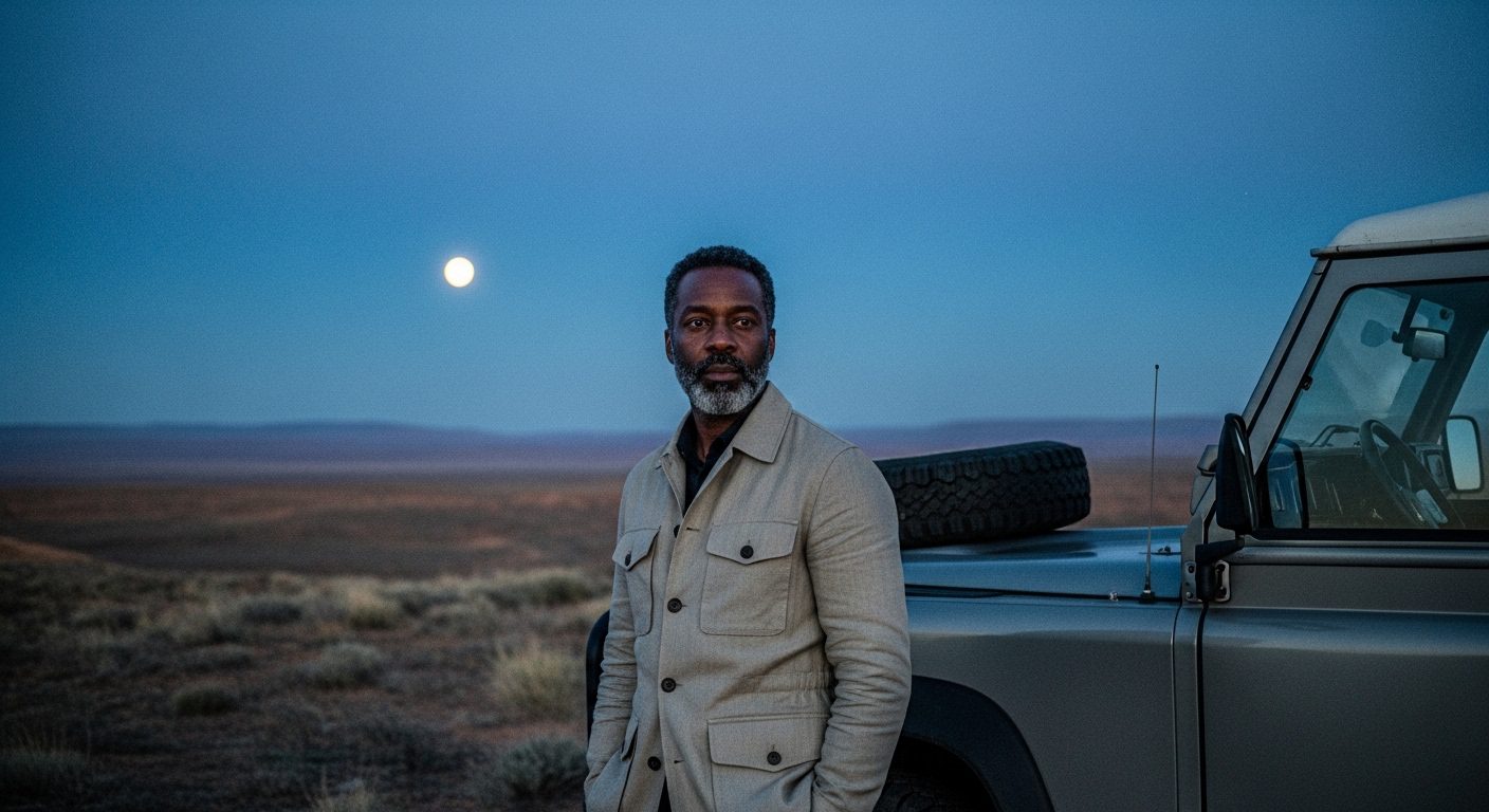 Man in his 40s looking at a vast desert landscape, representing shared meaning in marriage