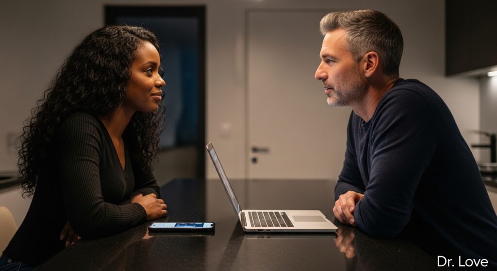 Couple engaged in a transparent dialogue to rebuild trust after betrayal