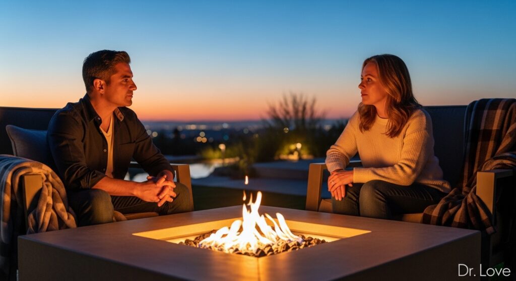 Diverse couple having a calm serious talk for relapse prevention in marriage